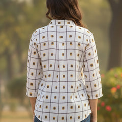 Rosy brown printed cotton shirt