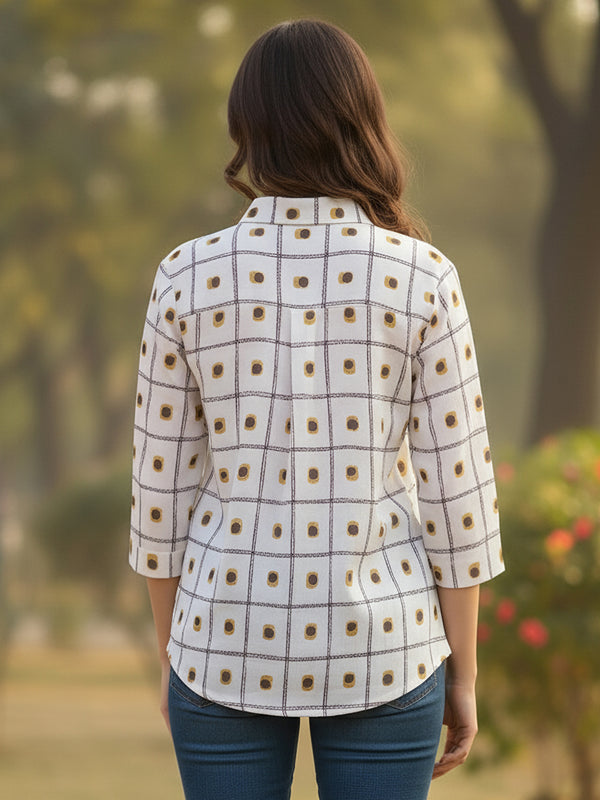 Rosy brown printed cotton shirt