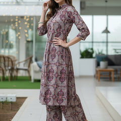 A-Line Shirt Pattern Cotton Co-ord Set