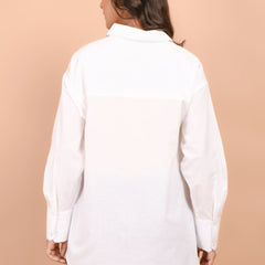 Over Sized White Collared Cotton Shirt
