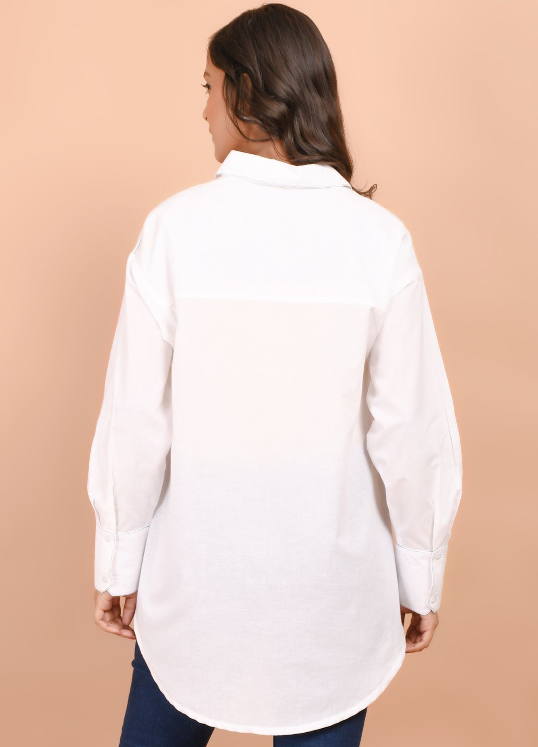 Over Sized White Collared Cotton Shirt