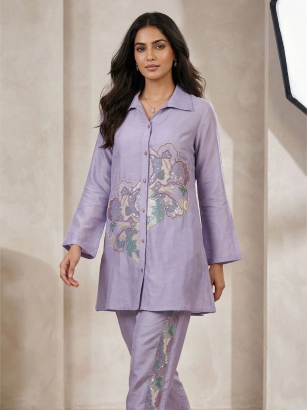 Lavender Bloom Embellished Co-Ord Set