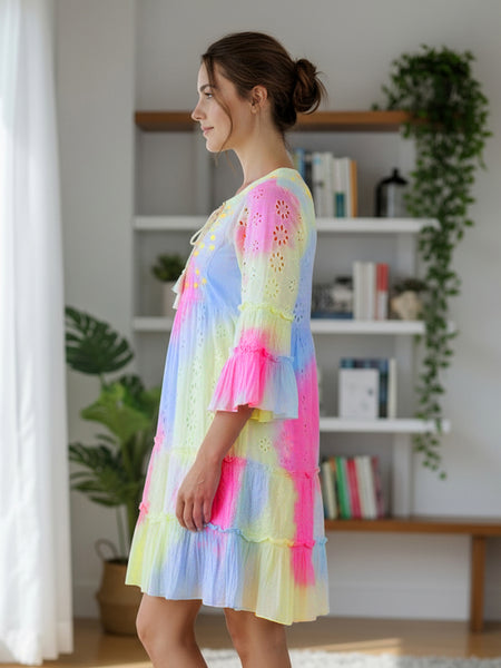 Multicolor Tie And Dye Mini Dress