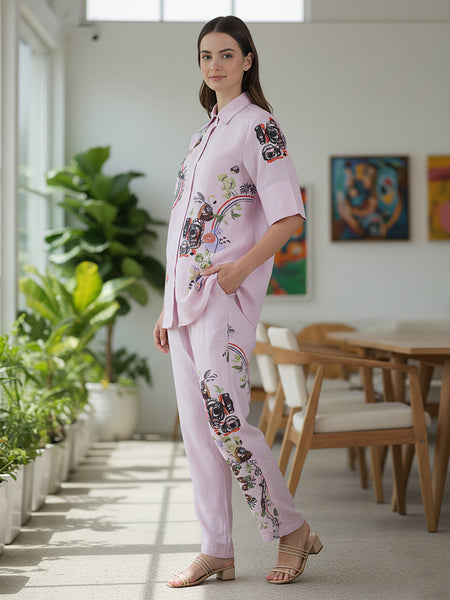 Lilac Bloom Printed Rayon Co-Ord Set