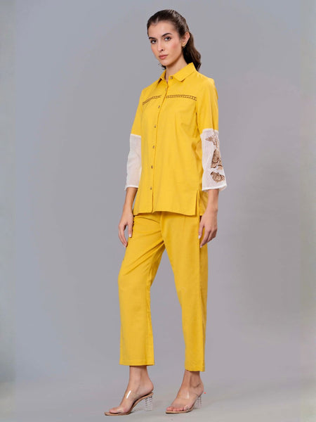 Sunshine Bloom Embroidered Cotton Co-Ord Set