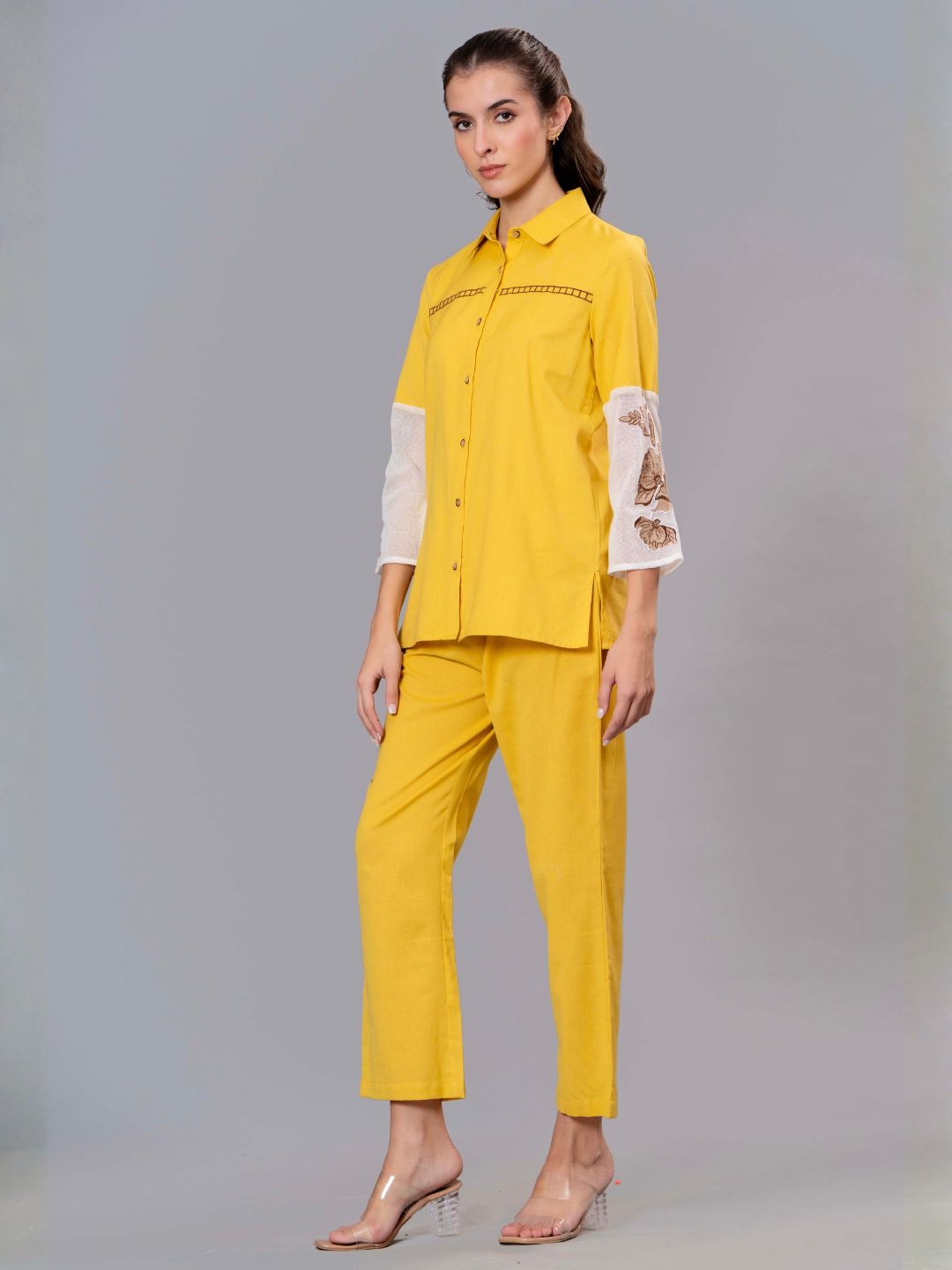 Sunshine Bloom Embroidered Cotton Co-Ord Set