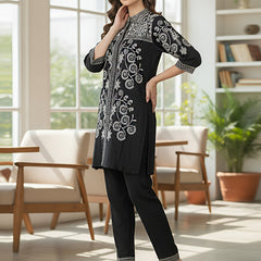 Black Embroidered Co -ord Set