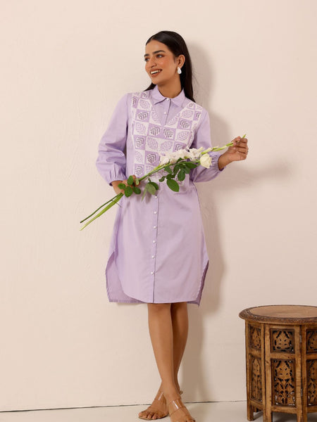 Lilac Dream Cotton Shirt Dress