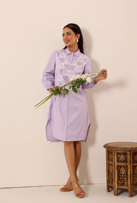 Lilac Dream Cotton Shirt Dress