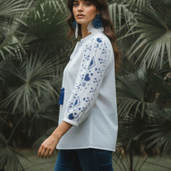 White Grace Embroidered Cotton Top