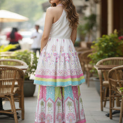 Dreamy White colouful Sharara Set