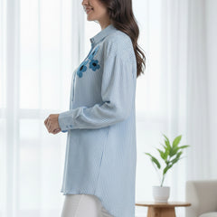 Designer Blue Shirt Pattern Top