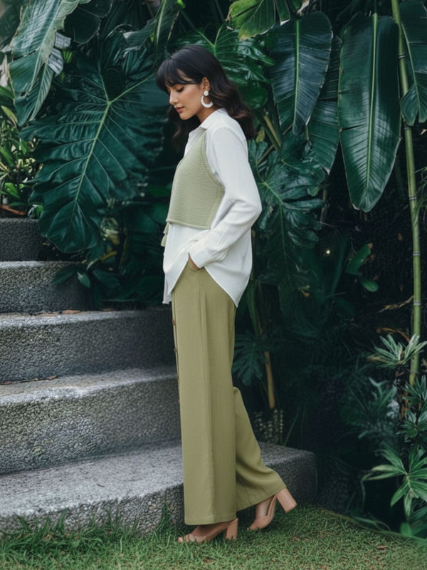 Trendy Olive Green Casual Co-ord Outfit Set
