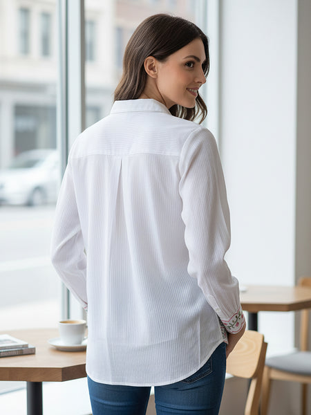Floral Embroidered Button-Down Shirt