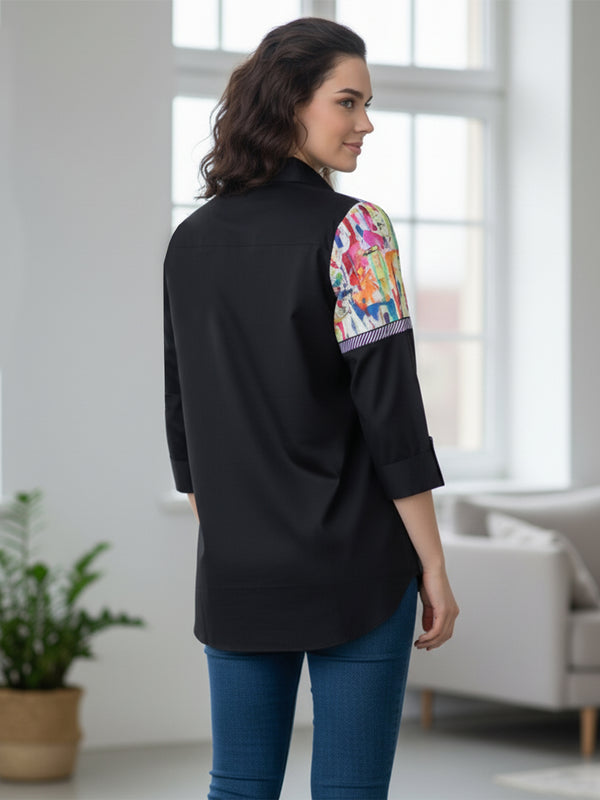 Black Hand-Painted Cotton Shirt