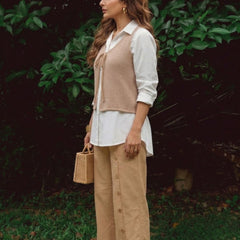 Stylish Beige Co-Ord Set with Layered Shirt
