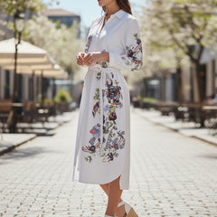 Lily White Embroidered Mini Shirt Dress