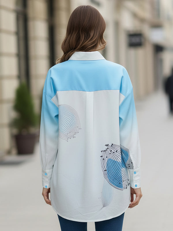 Blue Ombre Shirt Top