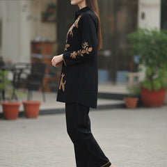 Golden Embroidered Black Co-ord Set