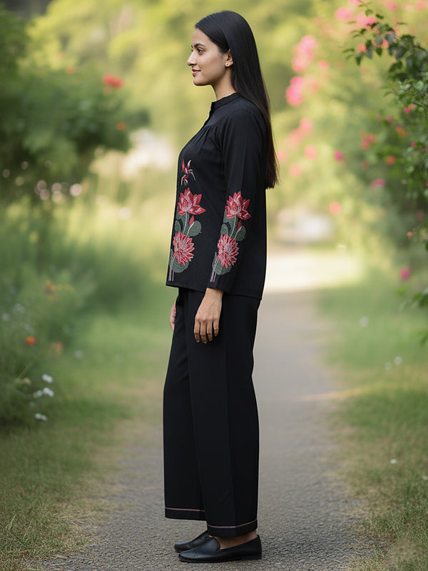 Black Embroidered Co-ord Set