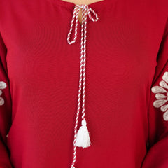 Stylish Red Flower Work Women’s Two-Piece Set