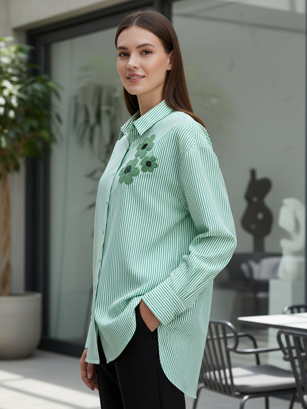 Green embroidery Work Shirt