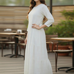 Off-White Embroidered Cotton Midi Dress