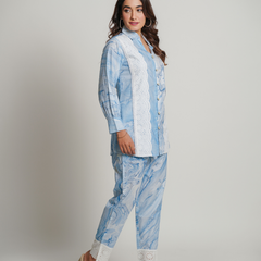 Sky Blue Cotton Tye and Dye Co-Ord Set