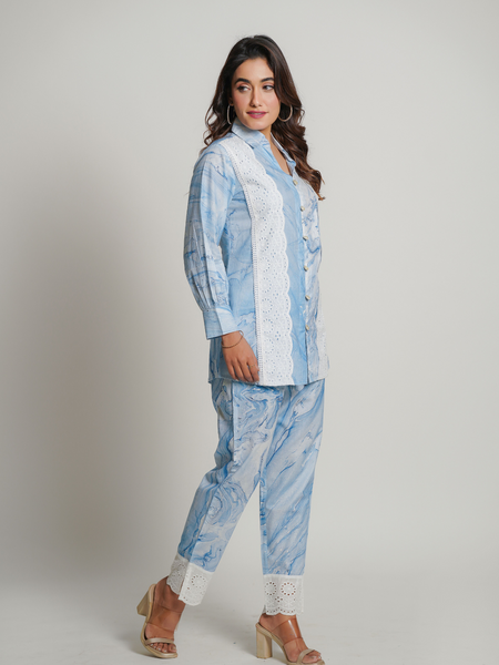 Sky Blue Cotton Tye and Dye Co-Ord Set