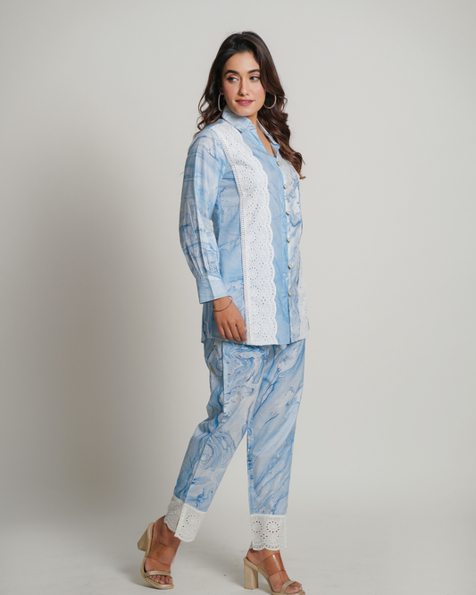 Sky Blue Cotton Tye and Dye Co-Ord Set