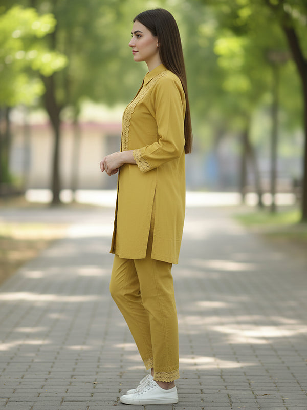 Golden Lace Mustard Cotton Co-ord Set