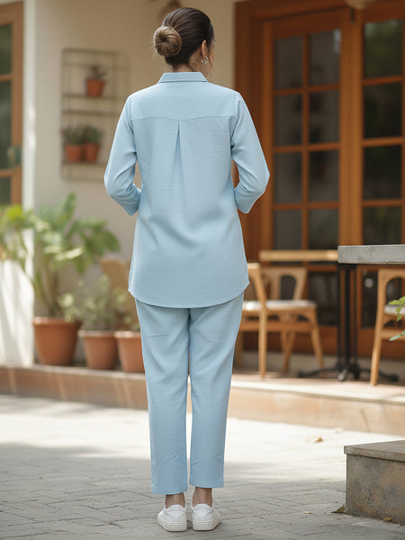 Easy Breezy Blue Linen Cotton Co-ord Set