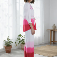 Pink Cotton Embroidery Co-Ord Set