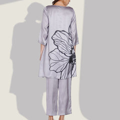 Printed Satin Grey Co-ord Set