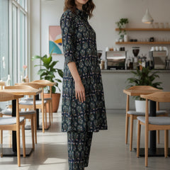 Cotton Trendy Navy Blue Co-ord Set