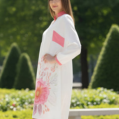 Floral Cotton Cambric Mini Dress with Collar Neck