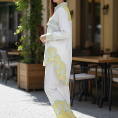 Tropical Palm Printed White Co-ord Set