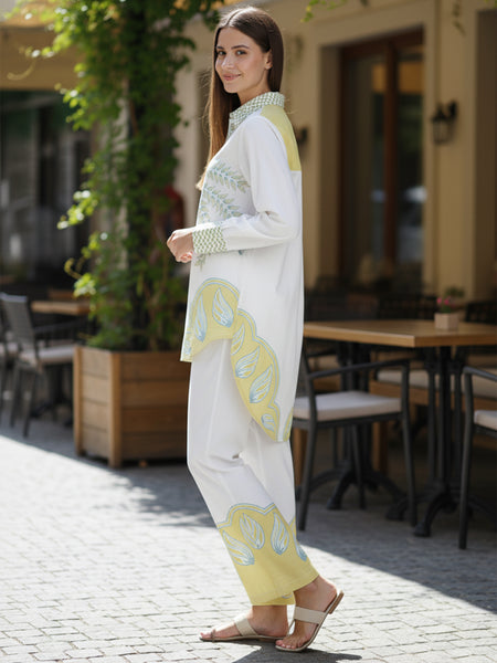 Tropical Palm Printed White Co-ord Set