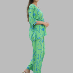 Stylish Green Flared Co-Ord Set