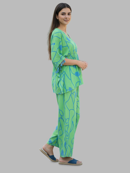 Stylish Green Flared Co-Ord Set