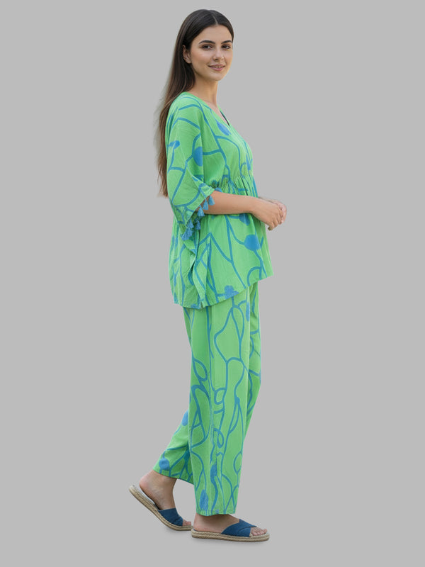 Stylish Green Flared Co-Ord Set