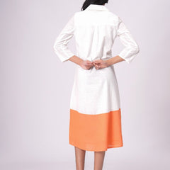 Airy Cotton Linen White Embroidered Midi Dress