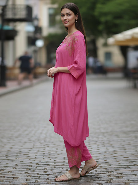 Fuchsia Pink Kaftan Kurta set