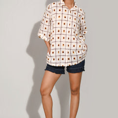 Rosy brown printed cotton shirt