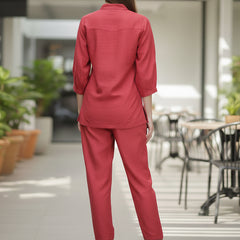 Floral Threadwork Maroon Co-ord Set