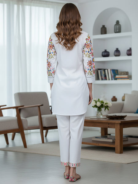 Tropical Bloom Embroidered Co-ord Set