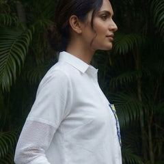 Contemporary Lemon Print Pocket Premium Cotton Shirt