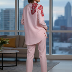 Rosette Bloom Hand-Painted Pink Tencel Luxe Co-ord Set