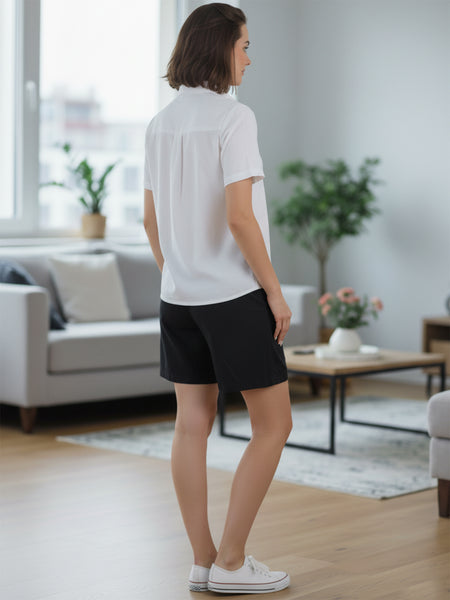 Classic Monochrome Floral Shirt & Shorts Set