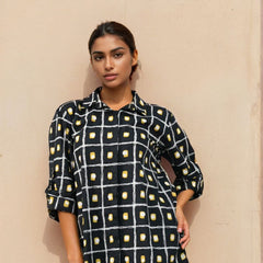 Black Check printed cotton shirt